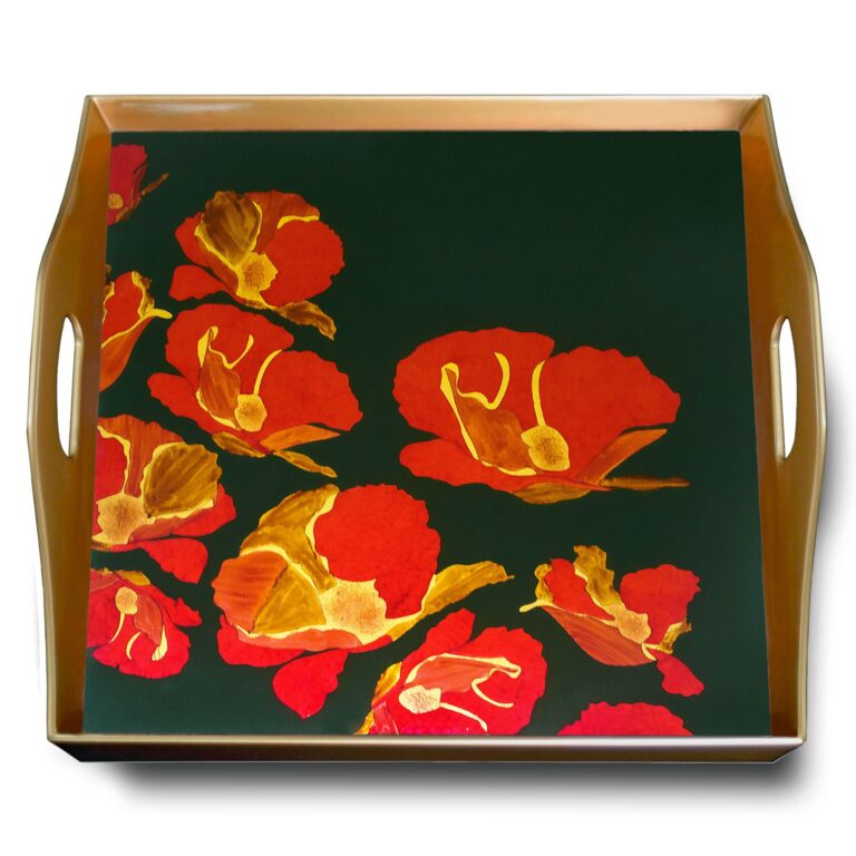 Big ottoman tray - Large flowers Red Poppies