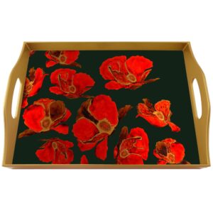 Art deco tray - Large flowers Red Poppies