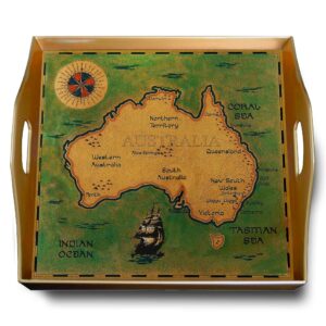 Customized gift - Old map Australia with Ship and Compass