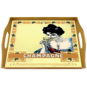 Coffee tray - Lady drinking a cup of Champagne