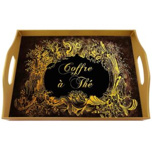 Drink tray - Black and Gold Classical Flower Design