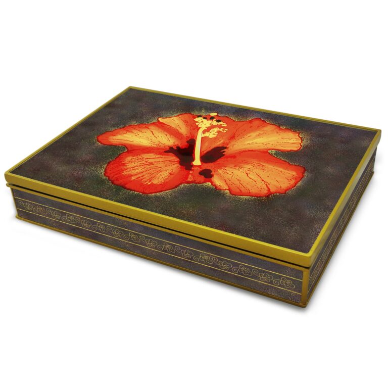 Vintage Jewelry box - Large Flower Orange Pistil