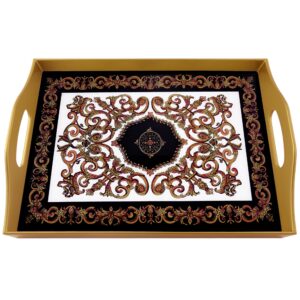 Hand painted tray - Classic Empire Black and White Design