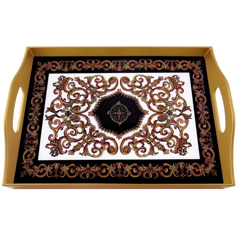 Hand painted tray - Classic Empire Black and White Design