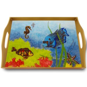 Glass cheese board - Coral reef and fishes