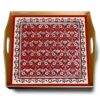 Glass serving tray - Red Classic Persian Flowers