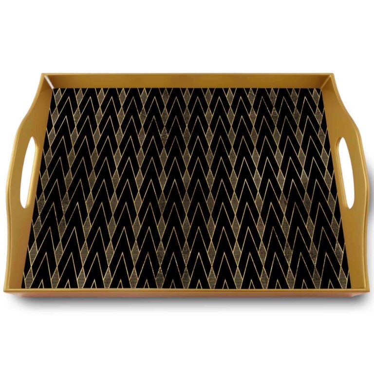 Metal serving tray - Black Art Deco