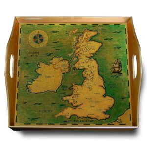 Metal serving tray - Old Map United Kingdom Great Britain