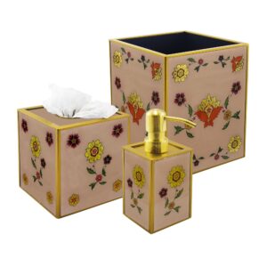 Bath gift set - Golden leaves with Old Rose Background