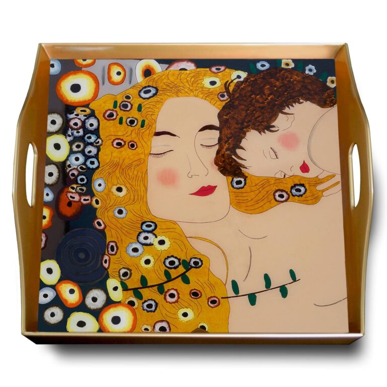 Square ottoman tray - Symbolist Gustav Klimt's 3 ages Mother and Child Love