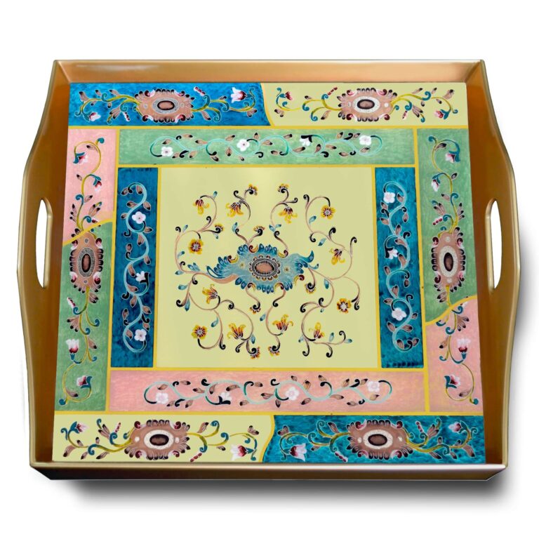 Personalized tray - Pastel Colors narrow strips with small flowers