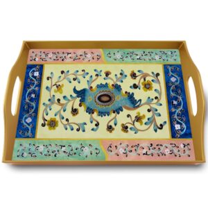 Ottoman tray - Pastel Colors narrow strips with small flowers