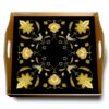 Classic ottoman tray - Gold leaves with black background