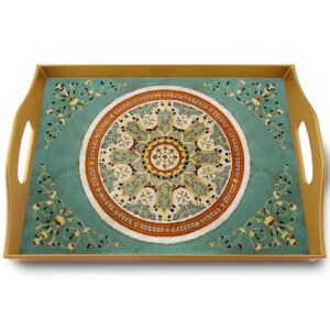 Tray with handles - Turquoise Oriental Traditional Miniatures