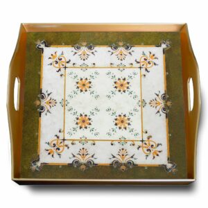 Sushi serving tray - Turkish Traditional Style Green and White Arabesque