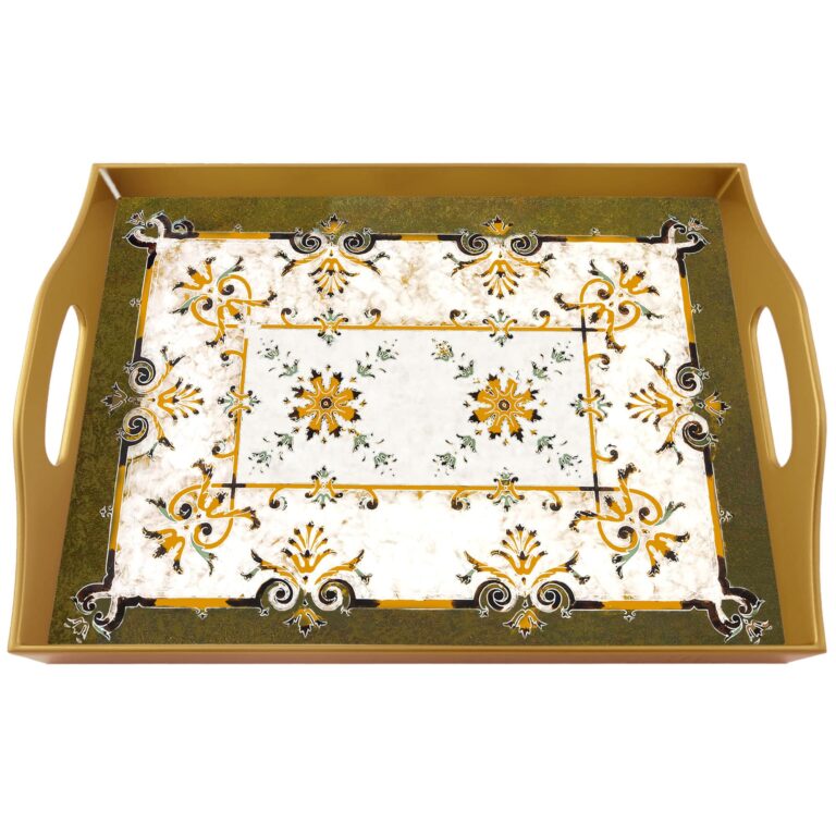 Vintage french tray - Turkish Traditional Style Green and White Arabesque