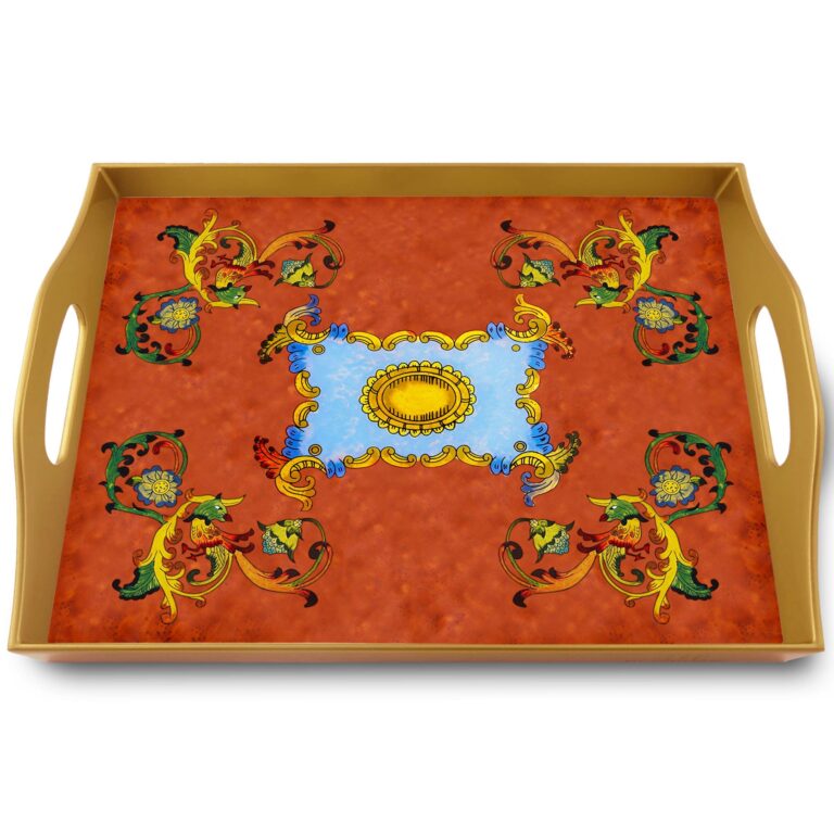 Vintage glass tray - Baroque Style Red Birds