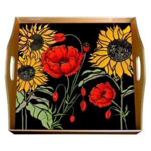 Vintage serving tray - Sunflower and Poppy