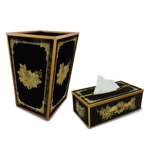 Bath accessories - Black and Gold Classical Flower Design