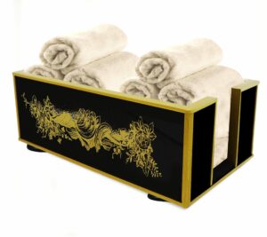 Lavatory decoration - Black and Gold Classical Flower Design