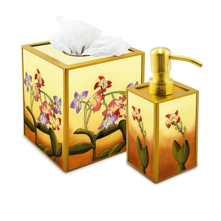 Bathroom decor - Vintage flowers - Tissue cover + Soap dispenser