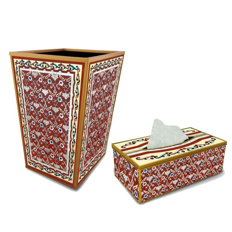 Bath accessory duo - Red Classic Persian Flowers