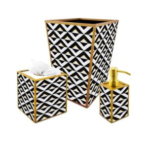 Bath accessory - Black and White triangles with gold lines