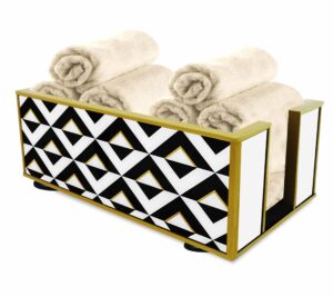 Towel storage - Black and White triangles with gold lines