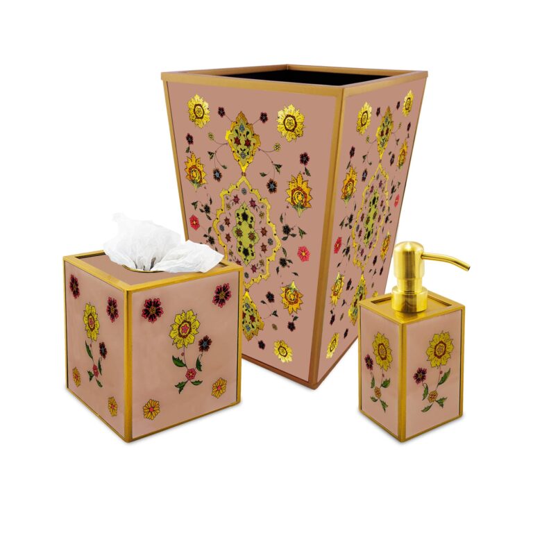 Bath gifts - Golden leaves with Old Rose Background