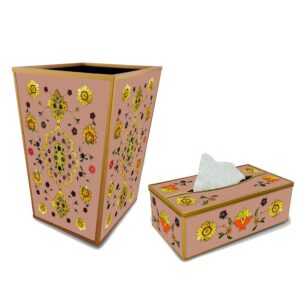 Toilet decoration - Golden leaves with Old Rose Background