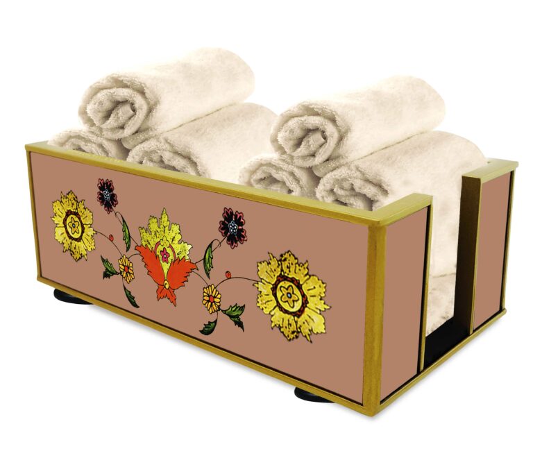 Lavatory decoration - Golden leaves with Old Rose Background