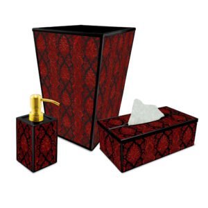 Custom bath decor - Red victorian wallpaper