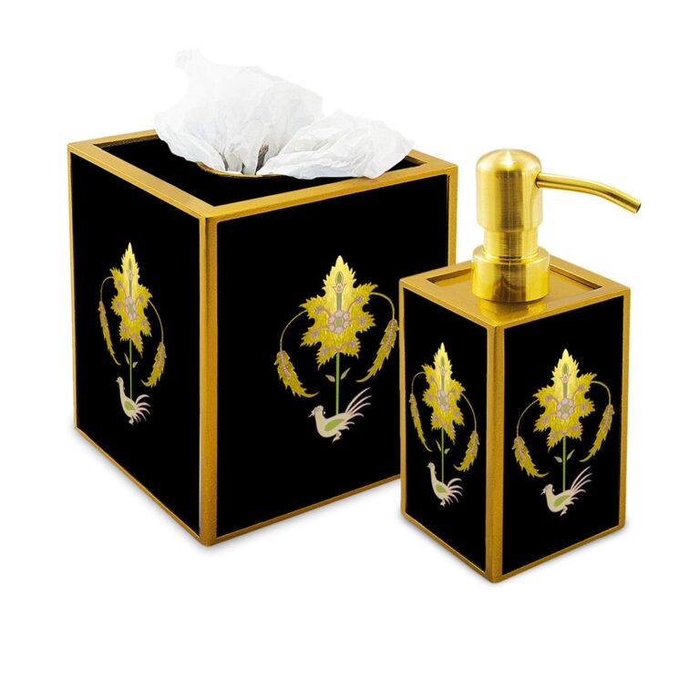 Bath decor - Gold leaves with black background