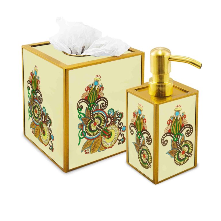 Bath decor - Traditional Russian Style Colorful Flowers