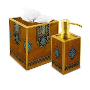 Decorative bath set - Blue and Gold Oriental Art