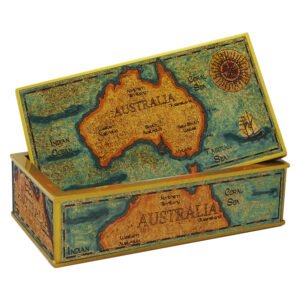 Personalized Box - Old map Australia with Ship and Compass