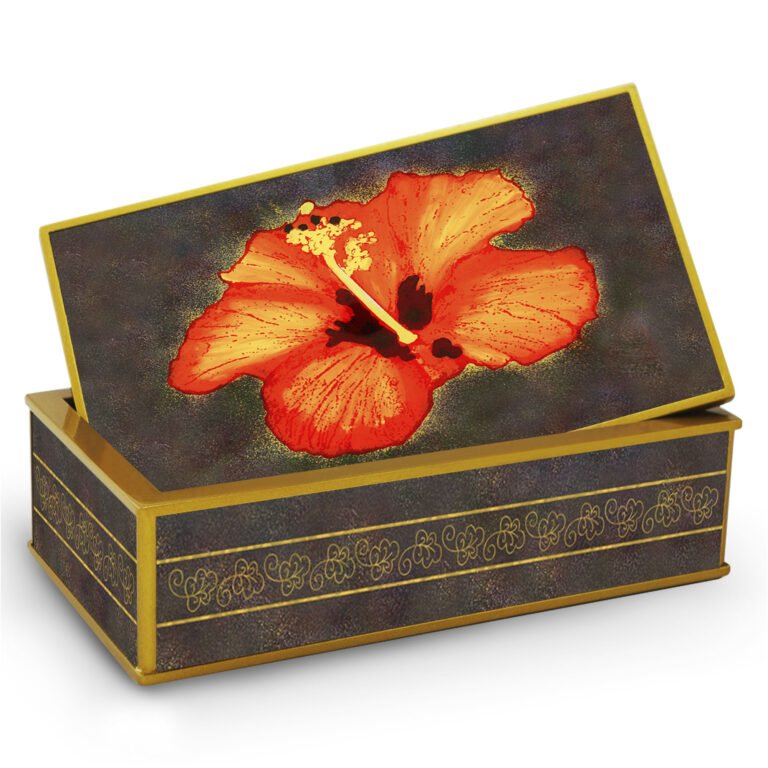 Jewelry box women - Large Flower Orange Pistil