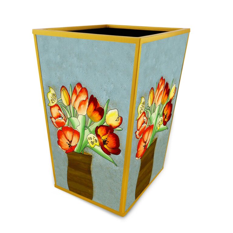 Bathroom garbage can - Colorful Tulip Bouquet