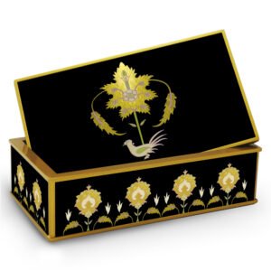 Decorative Jewelry Box - Gold leaves with black background