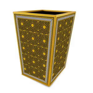 Decorative trash bin - Yellow and Black Geometric Art