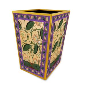 Glass trash can - Indian Lotus Flowers with Peach Background