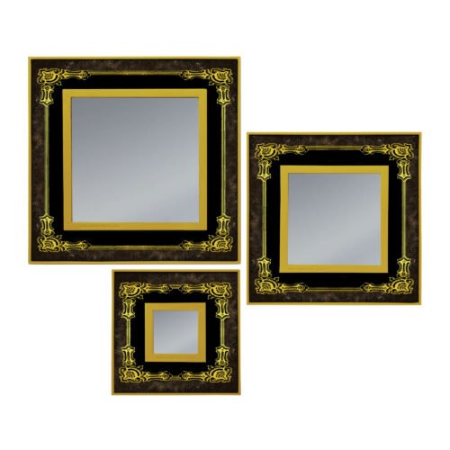 Peruvian mirror - Black and Gold Classical Flower Design