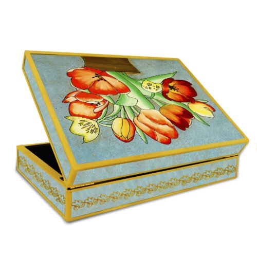 Tea box organizer - Colorful Tulip Bouquet