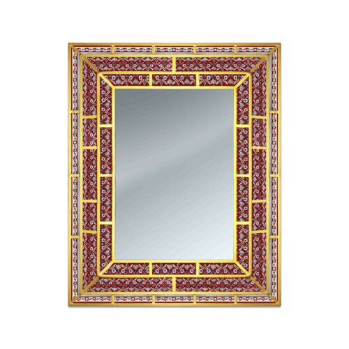 Hanging mirror - Red Classic Persian Flowers