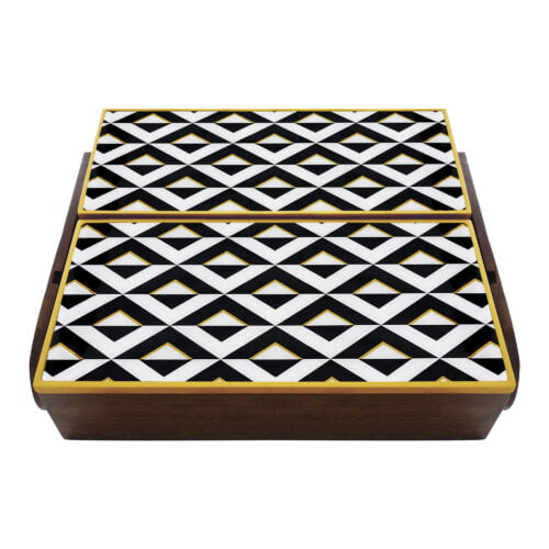 Flatware storage - Black and White triangles with gold lines