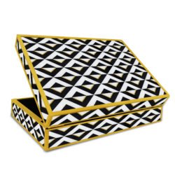 Tea bag organizer - Black and White triangles with gold lines