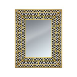 Peru mirror - Black and White triangles with gold lines