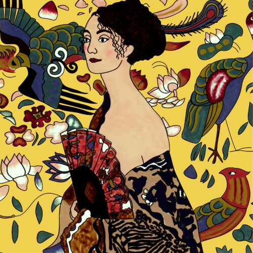 Klimt lady with fan