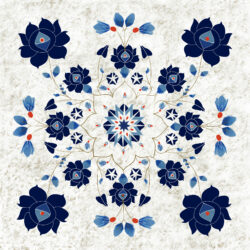 Blue flowers marble background