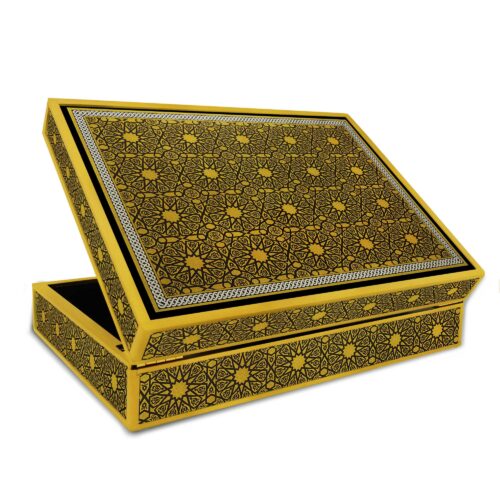 Box with hinged lid - Yellow and Black Geometric Art